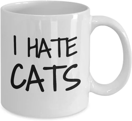Vista 2 de Taza de café con texto en inglés "I Hate Cats" (I Hate Cats)