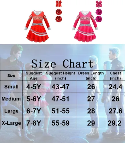 Vista 3 de Vestido de animadora para niñas con lazo para el pelo y pompón de animadora