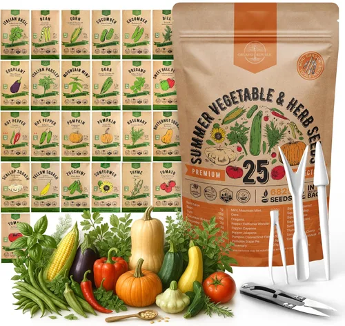 Vista 11 de Paquete de variedad de 25 semillas de vegetales y frutas de verano - más de 1,870 semillas autóctonas sin OMG para jardinería en interiores
