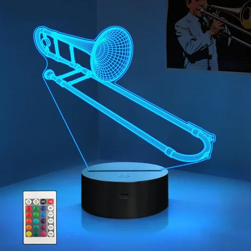 Vista 8 de CoolGift Mart Luz Nocturna de Guitarra Bajo, Lámpara LED 3D de Ilusión Óptica con Control Remoto y Temporizador, Regalos para Jugadores de Guitarra