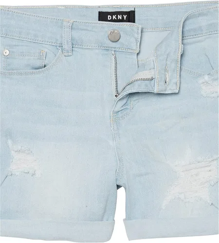Vista 3 de DKNY Pantalones cortos clásicos de mezclilla con 5 bolsillos para niña