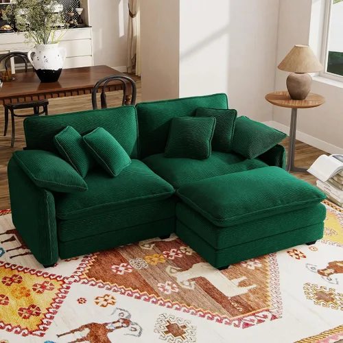 Vista 23 de Sofá modular de 81 pulgadas con 2 otomanas, sofá modular de 2 asientos, sofá seccional pequeño para sala de estar