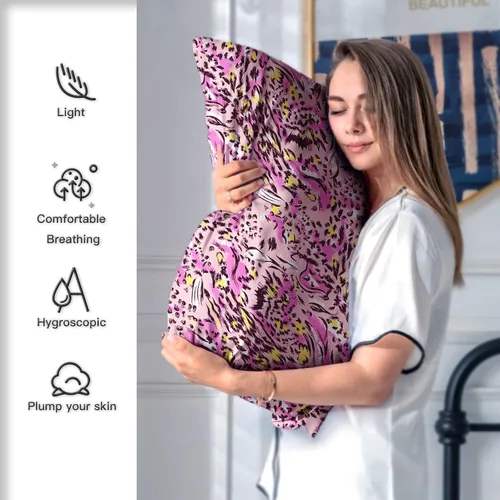 Vista 121 de Funda de almohada de seda para cabello y piel, suave, transpirable y sedosa, juego de fundas de almohada 100% tamaño estándar de 2 piezas, fundas