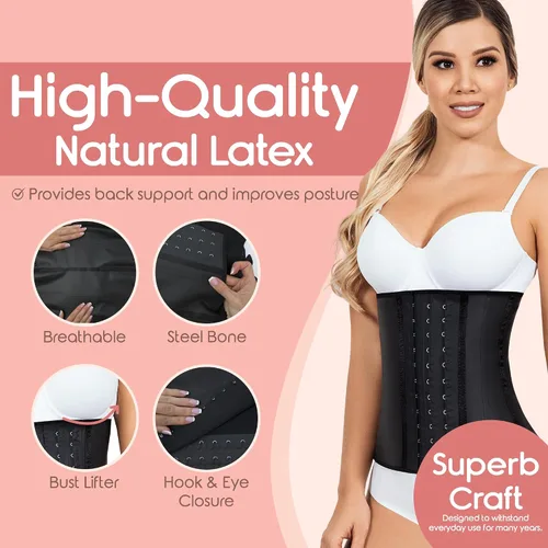 Vista 6 de Lady Slim Fajas colombianas reductoras Y Moldeadoras para mujer debajo del busto látex entrenador de cintura de reloj de arena moldeador de cuerpo