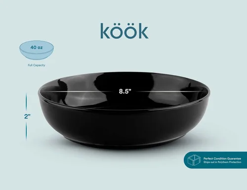 Vista 6 de KooK Tazón para pasta, ensaladeras, sopa, cuencos para servir, cerámica, gran capacidad, apto para microondas y lavavajillas, juego de 4, 40 onzas