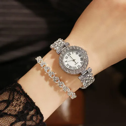 Vista 3 de Women Diamond Watchs Luxury Fashion Ladies Bangle Bracelet Set Wrist Watch Female Dress Watch