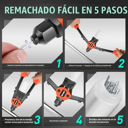 Vista 10 de DNA MOTORING TOOLS-00091 Remachadora manual con juego de herramientas de botella de colección, 1 x 12-1/2", resistente, extra larga