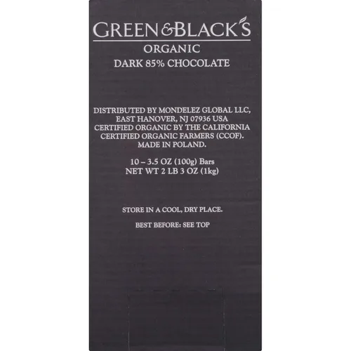 Vista 6 de Chocolate orgánico, verde y negro, 3.5 onzas la barra (paquete de 10)