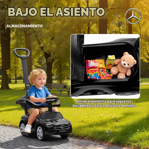 Vista 5 de Qaba Mercedes-Benz Clase C - Coche de empuje 2 en 1 con licencia 18-36 M Negro