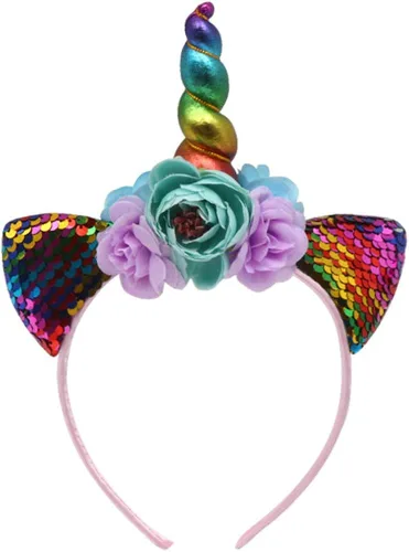 Vista 5 de Disfraz de tutú de arcoíris para niñas con diadema de unicornio y alas para fiesta de cumpleaños