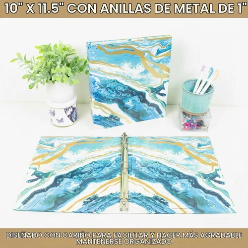 Vista 2 de Bloom Daily Planners Carpeta de 1 pulgada con 3 anillas para la escuela, oficina, hogar - Organizador decorativo de carpeta de 1" para papel