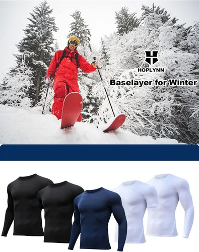 Vista 5 de Paquete de 45 camisas de compresión para hombre manga largacorta atlética clima frío capa base camiseta para entrenamiento deportivo
