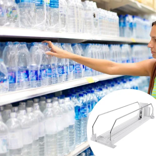 Vista 7 de PRETYZOOM Organizador de bebidas para nevera, 12.2 in/12 pulgadas, dispensador de botellas de beber autoempujante, dispensador de soda deslizante