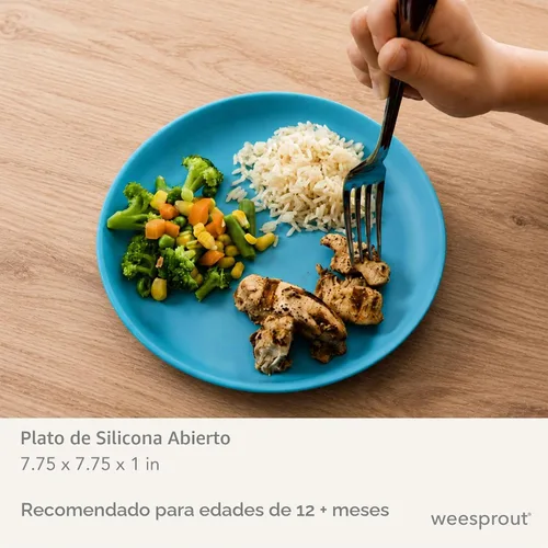 Vista 2 de WeeSprout Platos sin succión para bebés y niños pequeños con tapas, platos de silicona 100% de grado alimenticio, tapas de plástico duro de alta