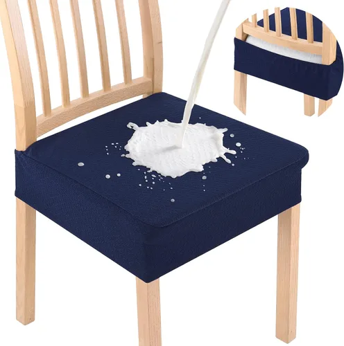 Vista 34 de Smiry Juego de 2 fundas de asiento impermeables para sillas de comedor, tela jacquard elástica, extraíble y lavable, fundas protectoras de asiento