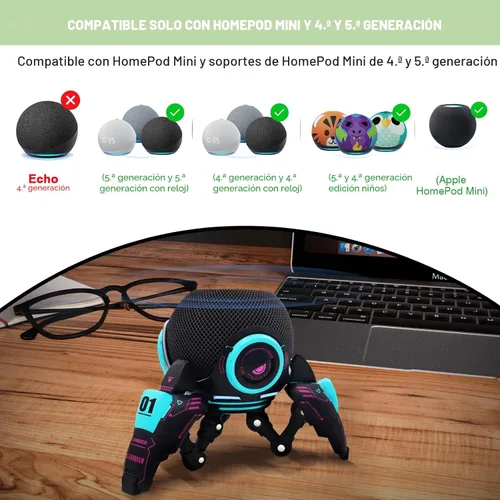 Vista 2 de Soporte para Echo Dot, Estuche para Echo Dot, Soporte para Echo Dot, Soporte de mesa decorativo para Echo Dot de 4ª/5ª generación - para HomePod