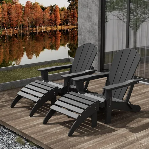 Vista 20 de WestinTrends Malibu - Silla de salón para exteriores, juego de 2 sillas Adirondack con otomana, sillas plegables de madera de polietileno para todo