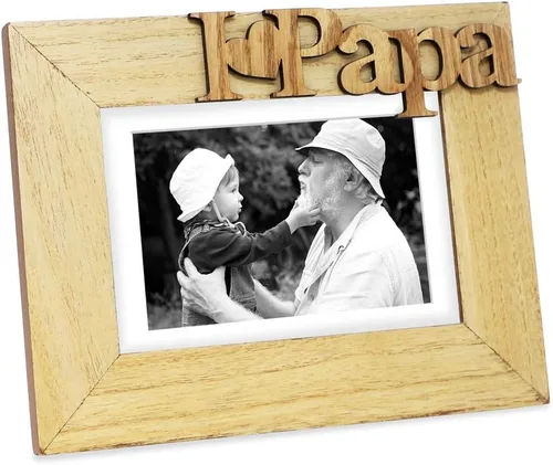 Vista 6 de Isaac Jacobs Marco de fotos de madera negra con texto "I Love Papa" / I Heart Papa, 10x15 cm, regalo de fotos para papá, abuelo, familia, para mesa