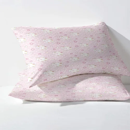Vista 3 de H3-185 - Juego de sábanas de oveja tamaño Queen, diseño de corazón rosa, sábanas y fundas de almohada, 4 piezas, sábana bajera ajustable de Estilo A