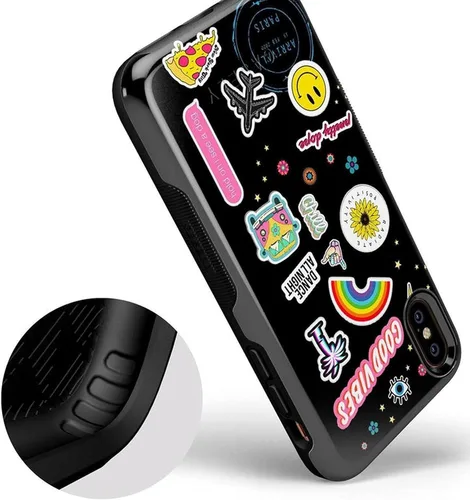 Vista 91 de Casely Funda para iPhone Xs Max Funda con estampado de festival (solo buenas vibraciones)