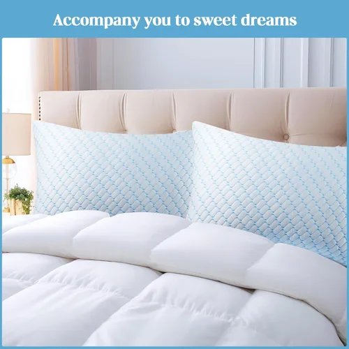 Vista 7 de Bafode Juego de 2 almohadas de espuma viscoelástica tamaño King, paquete de 2 almohadas de espuma viscoelástica trituradas para dormir, 20 x 36