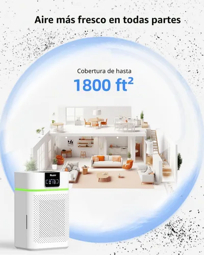 Vista 2 de Purificador de aire para habitación grande del hogar, purificador de aire HEPA VEWIOR para dormitorio cubre hasta 1800ft² con difusor de aceites
