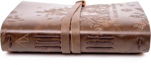 Vista 8 de CON*QUEST Conquest Journals Harry Potter Las Reliquias de la Muerte Cuaderno envuelto en cuero, 5"x7", cuero vegano, cubierta en relieve, 240