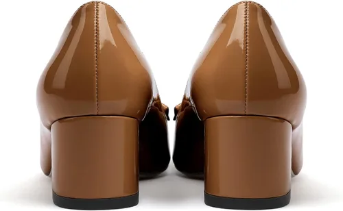 Vista 6 de YODEKS Zapatos de tacón grueso para mujer, tacón de bloque bajo, punta puntiaguda, zapatos de tacón para el trabajo, casual, vida diaria, fiesta