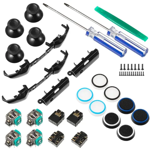 Vista 6 de 31 Pieces Replacement Game Controller Kit Thumbsticks Grips Cover Joystick LB RB Bumpers Triggers ABXY Buttons Headphone Jack Plug Port Screwdriver