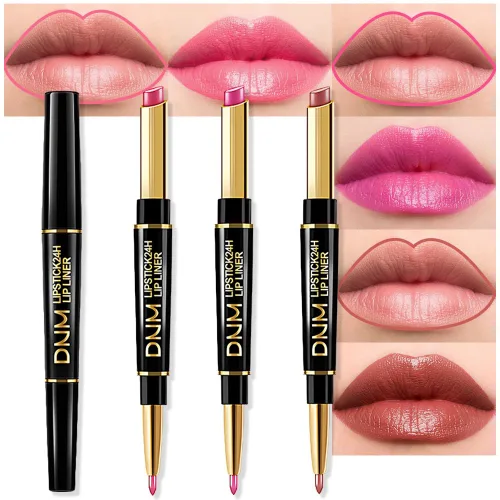 Vista 48 de evpct Juego de 1 lápiz labial y delineador de labios rojo rubí para mujer, kit mate con delineador de labios, manchas de labios duraderas