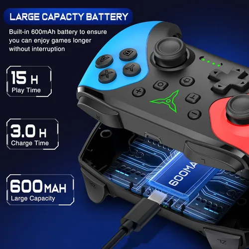 Vista 7 de Controlador de interruptor inalámbrico para Nintendo SwitchLiteOLED, controlador de interruptor con una sensación táctil del mouse en los botones