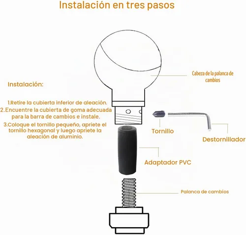 Vista 7 de Mango de palanca de cambios con peso de 5 pulgadas de largo con botón automático, perilla de cambio que se ajusta a la mayoría de vehículos con Negro