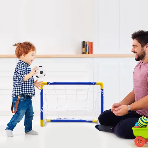 Vista 8 de Kisangel - Mini portería de fútbol plegable para niños, juguete deportivo de interior, red de fútbol para entrenamiento en el patio trasero, juego
