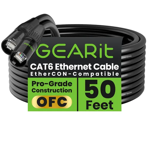 Vista 12 de GEARit Cable Ethercon CAT6 blindado (3 pies) de audio profesional e iluminación RJ45 EtherCON Cable compatible con EtherCON para estudio, escenario