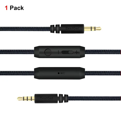 Vista 9 de Cable de audio con micrófono de control de volumen de 0.138 in (4,3 pies/4.3 ft) para controlador PS4, auriculares (paquete de 1) color negro