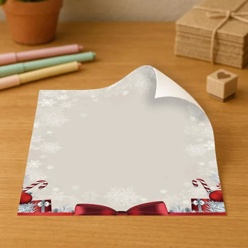 Vista 4 de Papel de papelería imprimible con membrete para regalo navideño, 50 hojas de 8.5 x 11 pulgadas, papel de carta de regalo navideño, enlace de 28