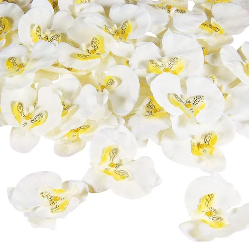 Vista 8 de 40 pétalos de orquídea, decoraciones artificiales, cabezas de orquídeas, flores, de seda sintética, Phalaenopsis, cabezas de flores de mariposa