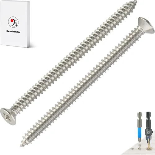 Vista 22 de Tornillos para madera, 120 tornillos Phillips de cabeza plana, tornillo de acero inoxidable 304 con kit de avellanado de madera ajustable (#4 x 1)
