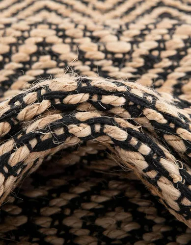 Vista 6 de Unique Loom Alfombra trenzada de la colección de yute - Assam (1' 2" x 6' 1", camino de mesa, negro/natural)