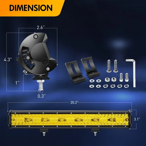 Vista 2 de GOOACC Barra de luz LED de 20 pulgadas, 420 W, ámbar, súper brillante, combo de triple fila de luz difusa y concentrada, 42000 lm, luz de trabajo