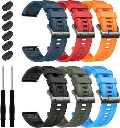 Vista 22 de EZMVZKU Correa de silicona Quickfit de 0.866 in compatible con Garmin Fenix 8/8Pro 1.850 in/Fenix 7/7 Pro/6/6 Pro/5 Plus, correa de reloj