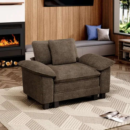 Vista 32 de Sofá seccional en forma de U de 123 pulgadas con cojines tipo nube, juego de sofá modular de asiento profundo con 5 asientos y 2 otomanos, brazos