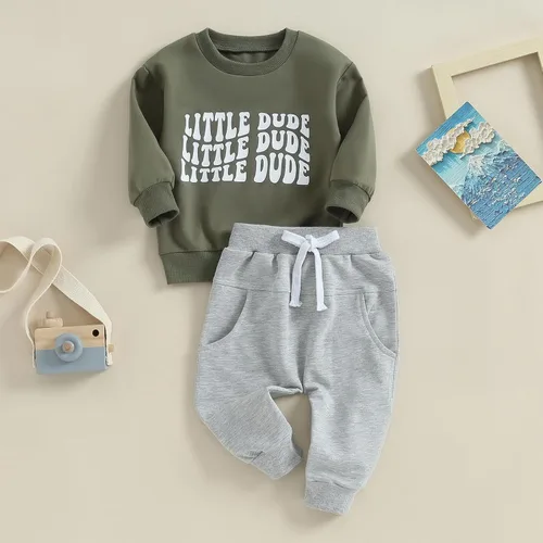 Vista 3 de Conjunto de ropa de 2 piezas para bebés y niños pequeños para otoño e invierno