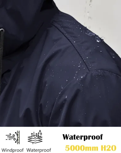 Vista 5 de COOFANDY Chubasquero largo para hombre, chaqueta impermeable para exteriores, con capucha