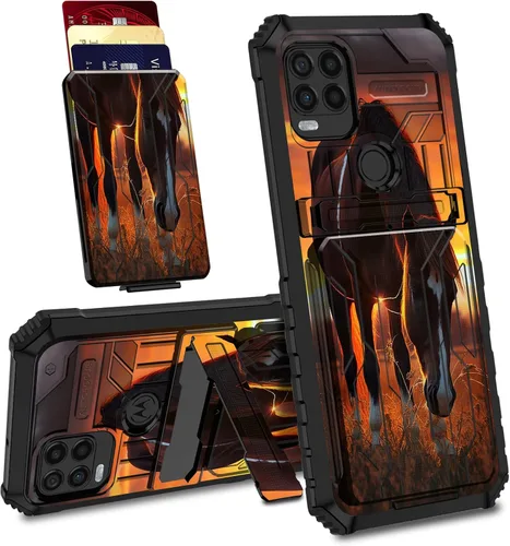 Vista 8 de Funda para Motorola Moto G Stylus 5G con ranura desmontable para tarjetero, soporte de doble capa, resistente a prueba de golpes, funda oculta