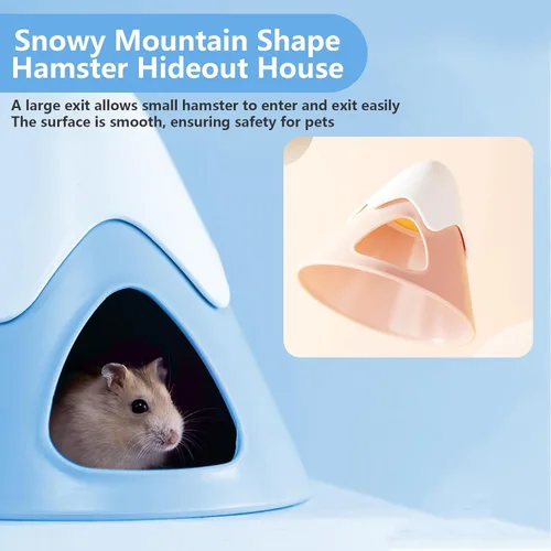 Vista 4 de Escondite de hámster, casa de piel de hámster con forma de montaña nevada Bonita cabaña escondida de hábitat para animales pequeños para hámsteres