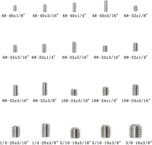 Vista 5 de 380 piezas de 20 tamaños, 4#-40 a 3/8 "-16 de acero inoxidable interno hexagonal de acero inoxidable, juego de tornillos surtidos