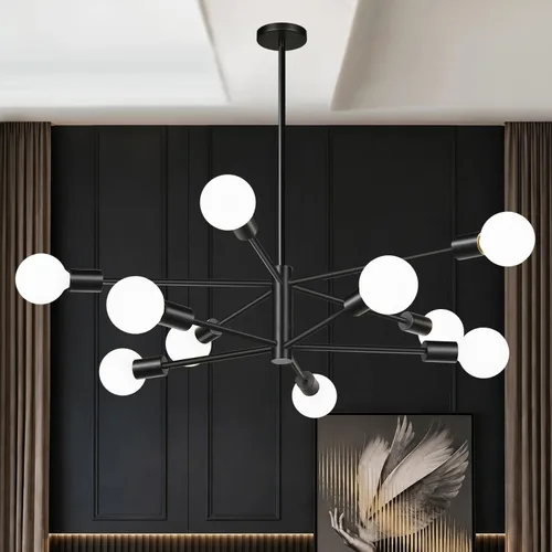 Vista 10 de Sputnik - Lámpara de techo con 6 luces para comedor Negro y oro cepillado