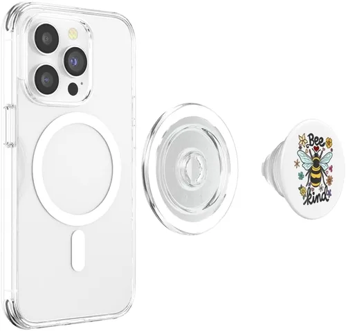 Vista 4 de Cool Bee Kind Flower Funny Bumble Bee Women Girls PopSockets MagSafe PopGrip for iPhone