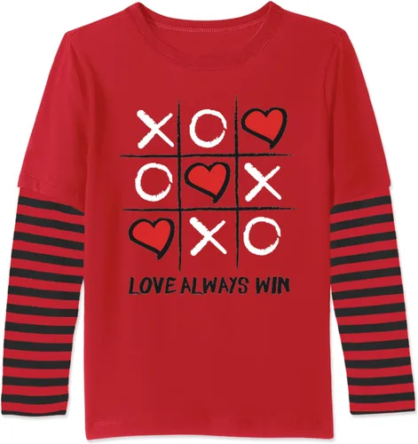 Vista 10 de BesserBay Valentines Day Unisex Kids Long Sleeve Top 2-14 Years Rojo Corazón